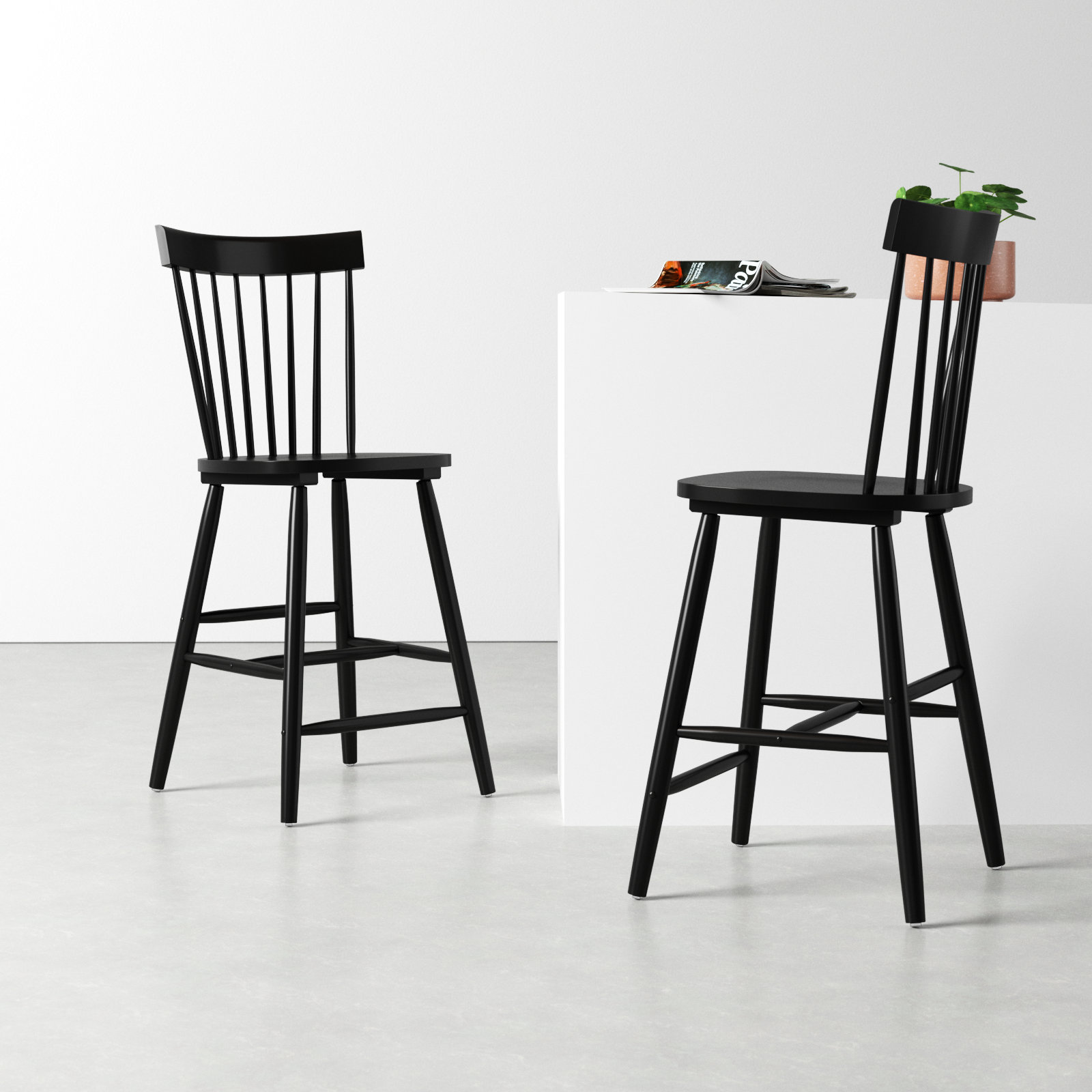 Stacee Bar Stool, Black, Counter Stool (24" Seat Height)