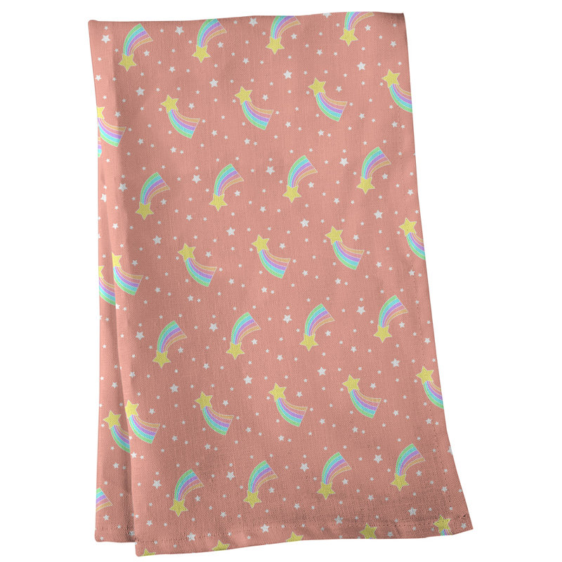 Serviette à thé à motif filant stars, Polyester sergé, Orange