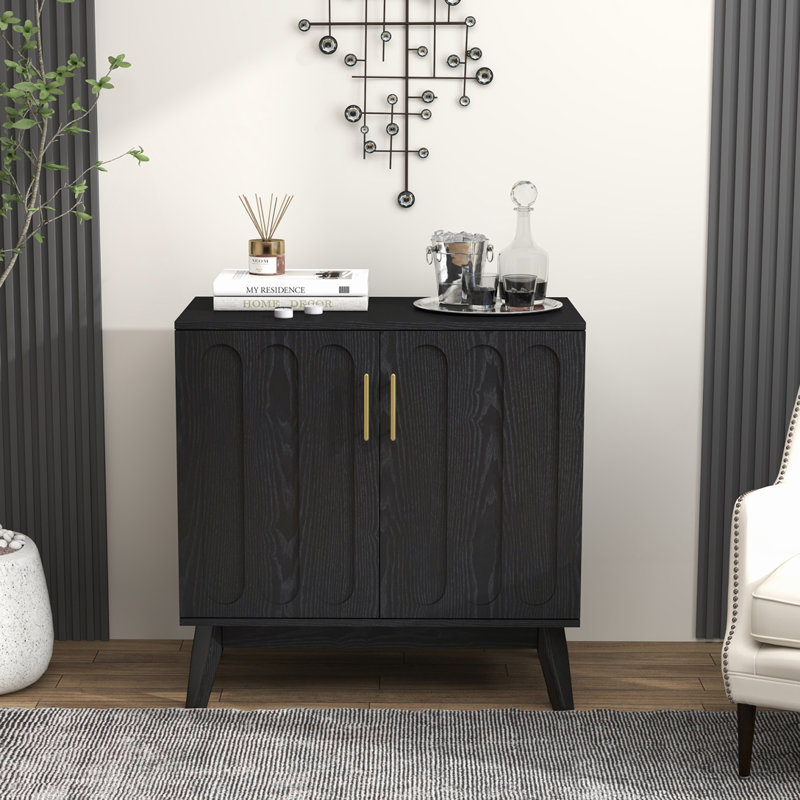 Armoire de rangement décorative 2 portes avec tablettes réglables, Noir