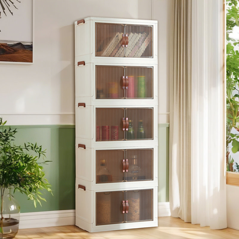 Bacs de rangement empilables et pliables avec couvercles et roulettes, 5