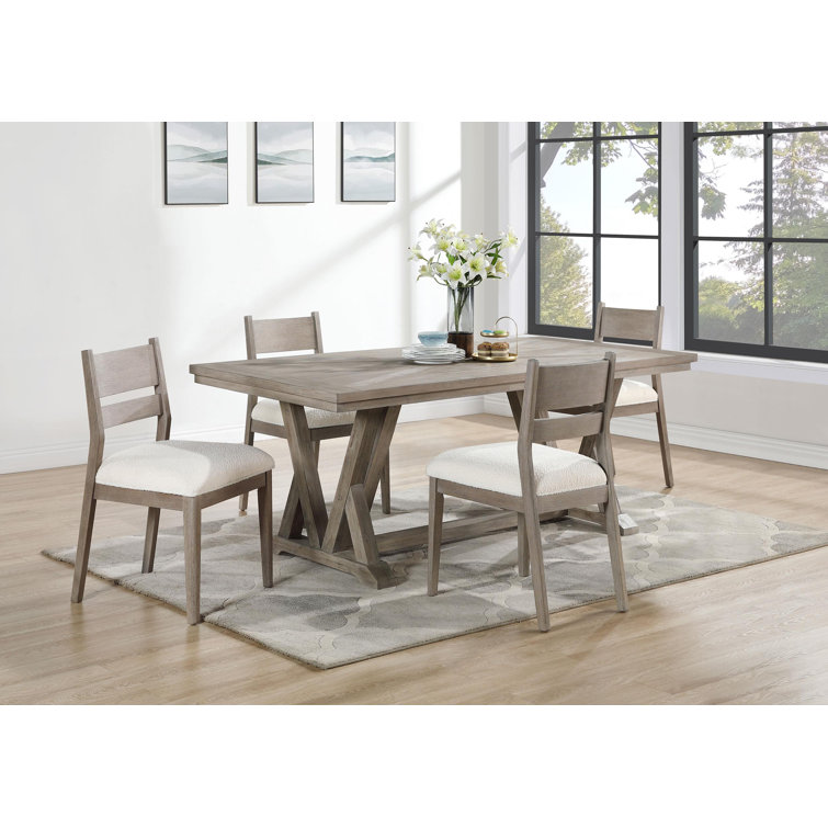 Hutton 5-Piece Rectangular Dining Table Set Coastal Grey