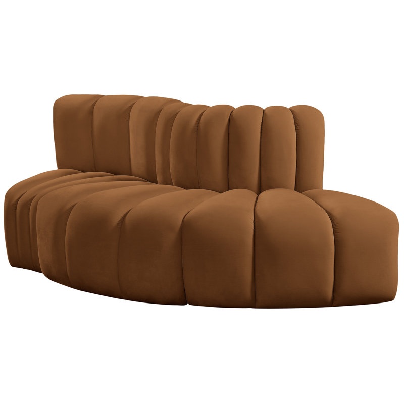 Iyre Upholstered Curved Sectional Reversible, Saddle Velvet