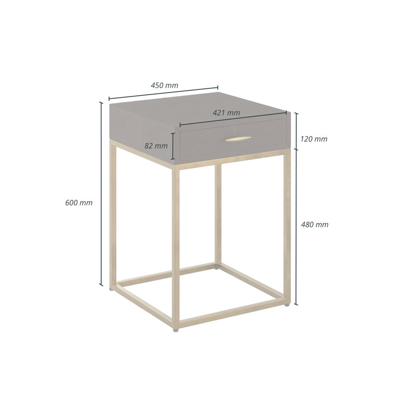 Berthina 45cm W Metal Bedside Table