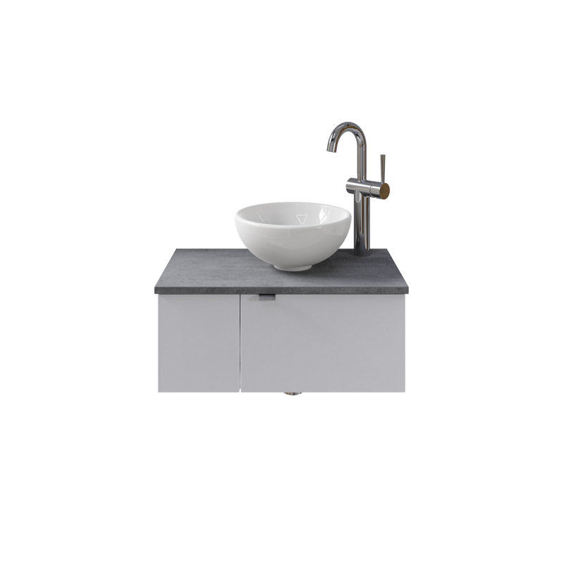 Bathroom Furniture Suite, Right Hand, White/Grey