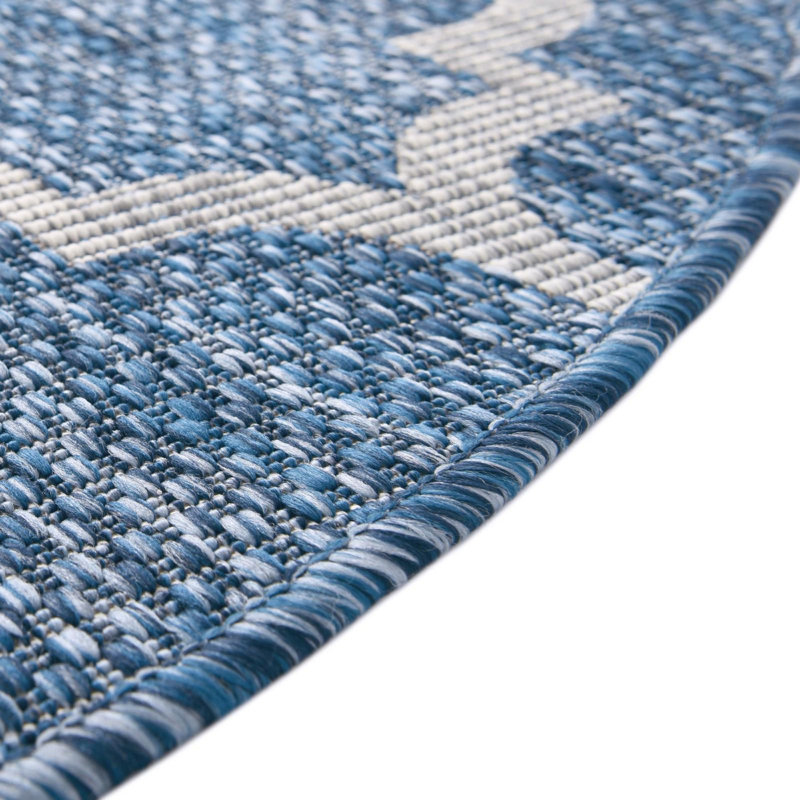 Outdoor Preen Area Rug Navy Color, Oval 5' x 8'