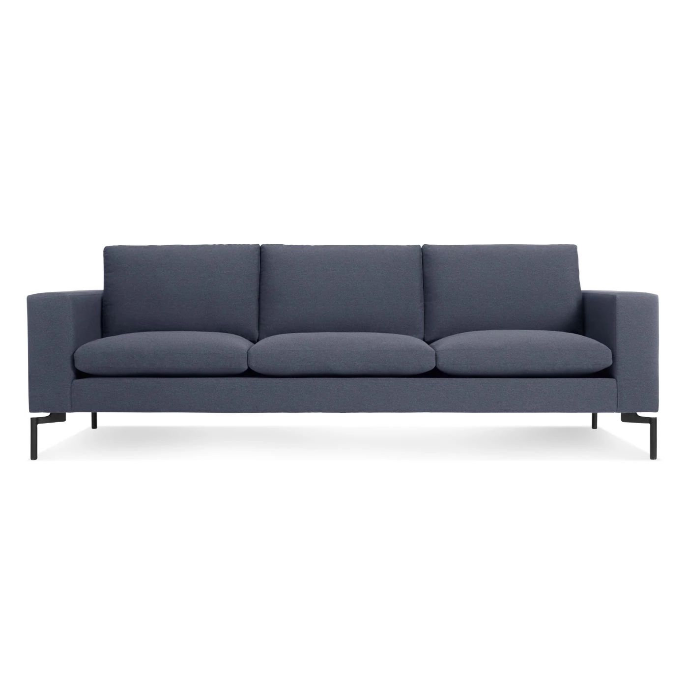 New Standard Upholstered Sofa, Black, 32" H x 92" W x 35" D, Nixon Blue Acrylic