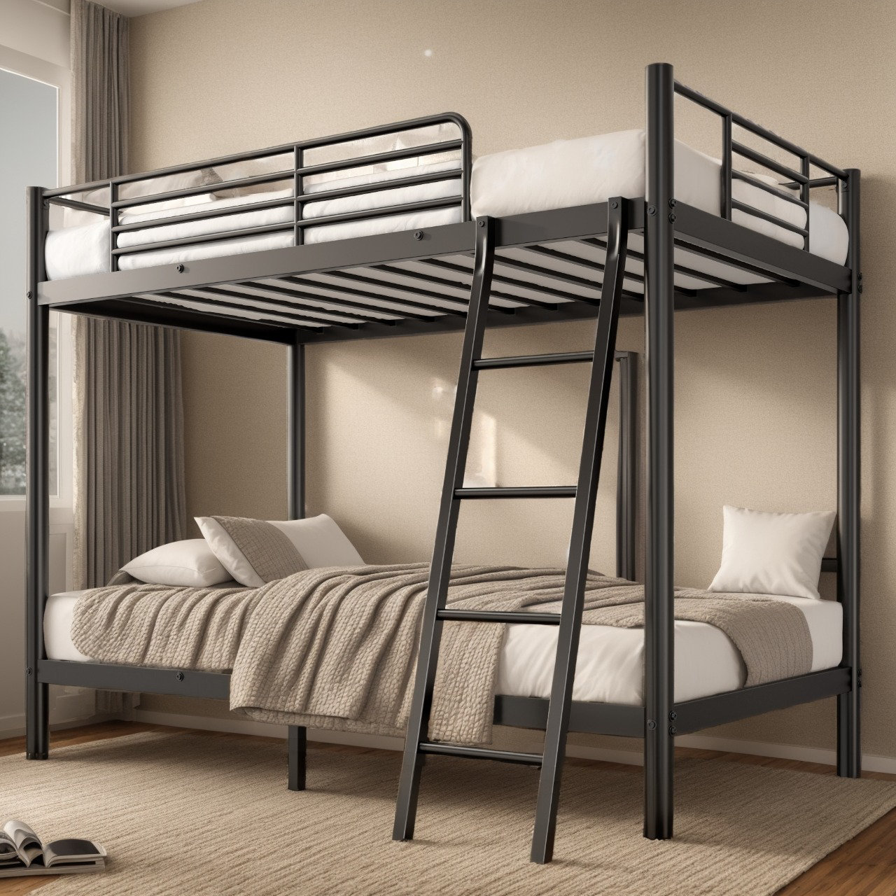 Isabelle & Max™ Twin Over Twin Metal Bunk Bed With Ladder & Guardrail ...