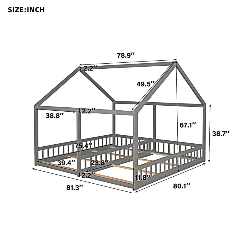 Lits plateforme House, Gris