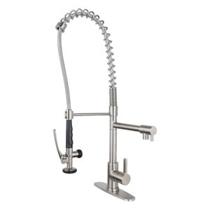 Deck Mounted 2-Handle Pull Down Sprayer Commercial Kitchen Faucet