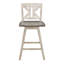 Ensemble de 2 tabourets de bar à hauteur de comptoir, 2 chaises de bar pivotantes à 360 degrés en bois d'hévéa massif avec dossier en X divisé, gris et gris patiné-919215844