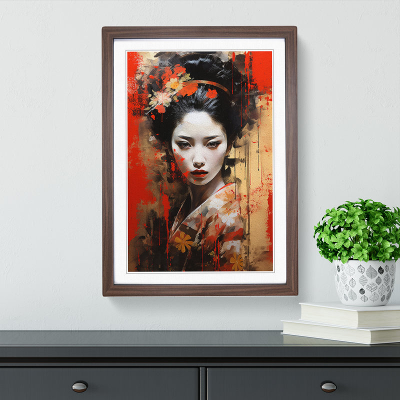 Single Picture Frame Print on Wood, 46cm H x 34cm W, Walnut Framed