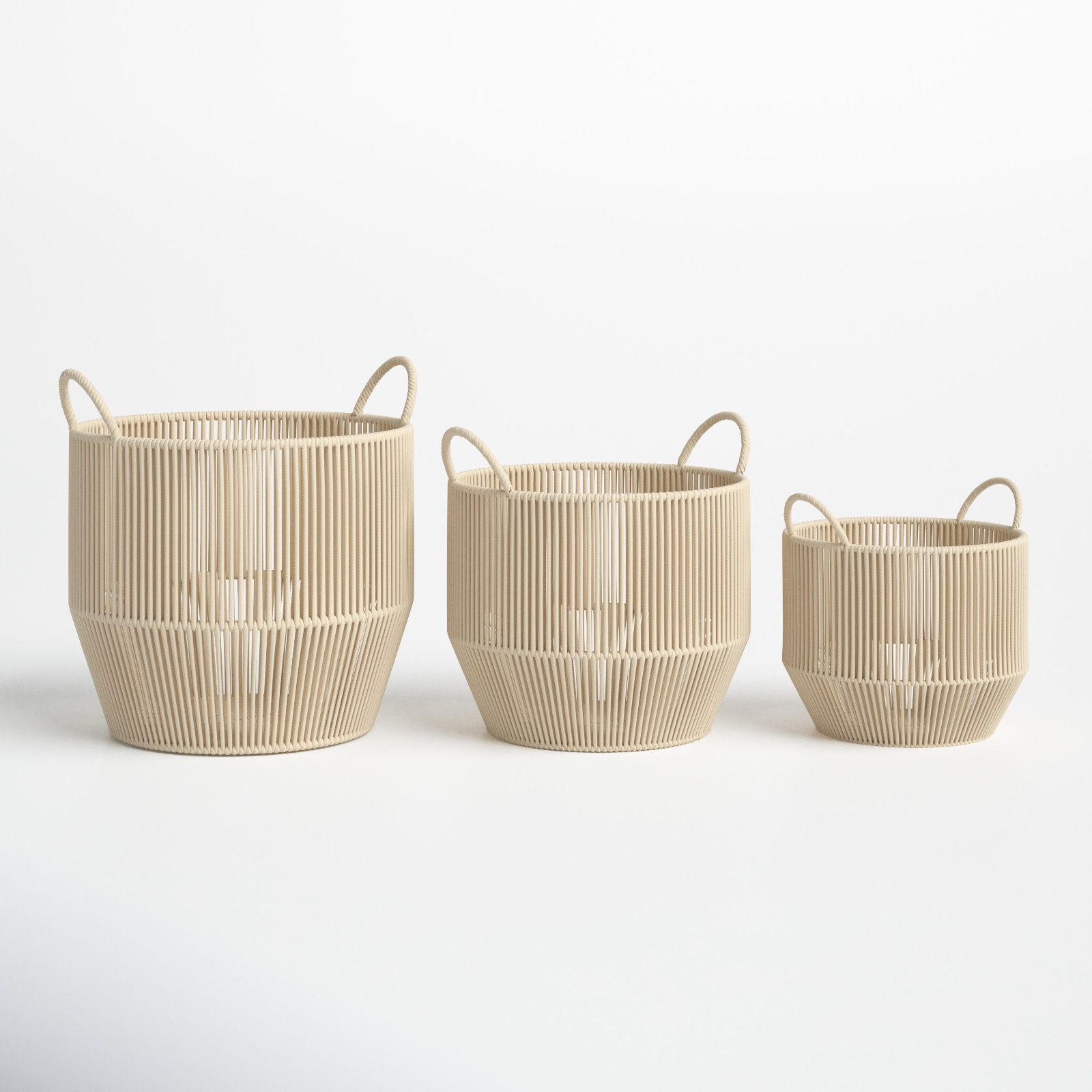 Handmade Bamboo Basket - Set of 3, 14.05" H x 14.25" W x 14" D