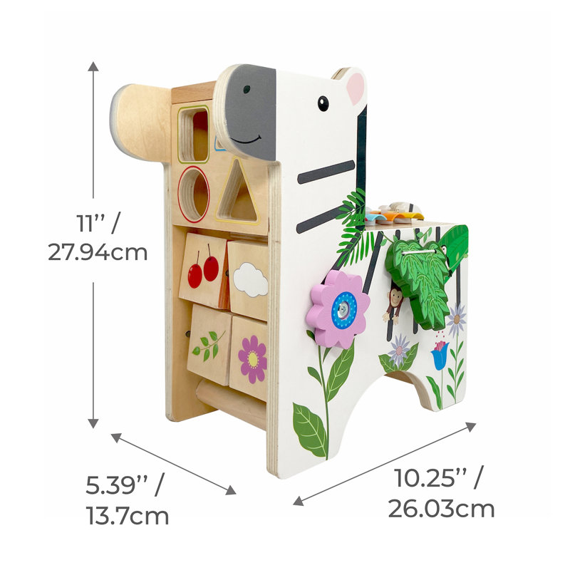 Teamson Kids Preschool Zebra Wooden Activity Center With Xylophone Play Carts & Stands