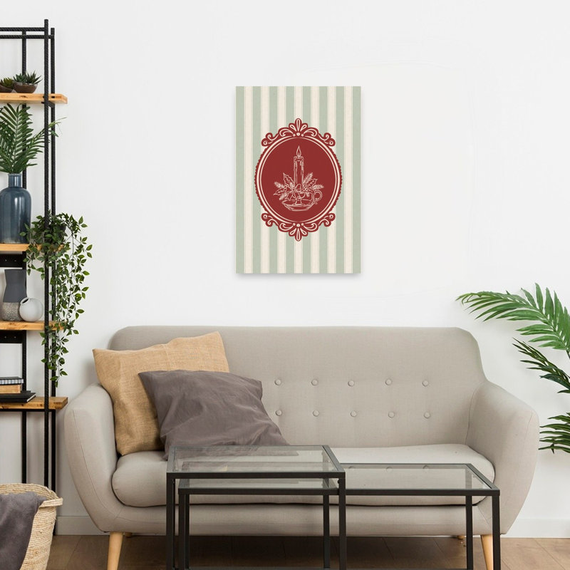 Bougie de Noël vintage, classique et élégante, style rustique, pin, impression murale d'hiver, H 24 po x l 16 po