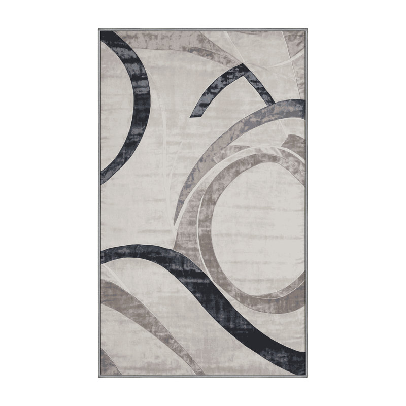 Machine Washable Gray Area Rug, Rectangle 8' x 10'