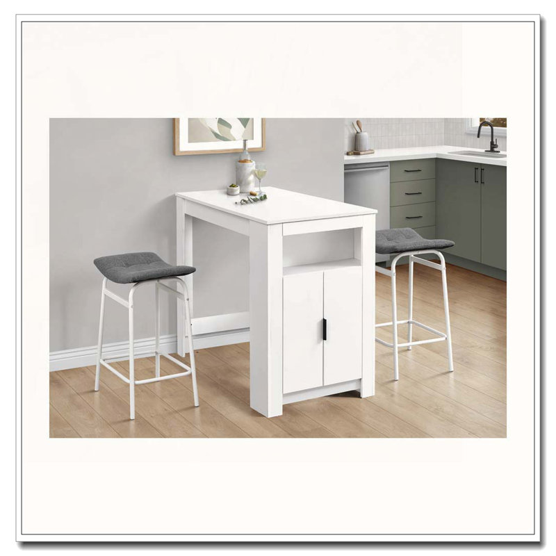 Barstool, Counter Height, Set Of 2,, White