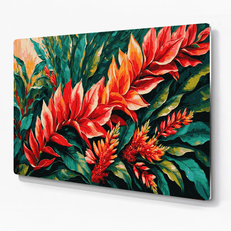 «Hawaiian Heliconia», art mural en métal vert, H 8 po x l 10 po