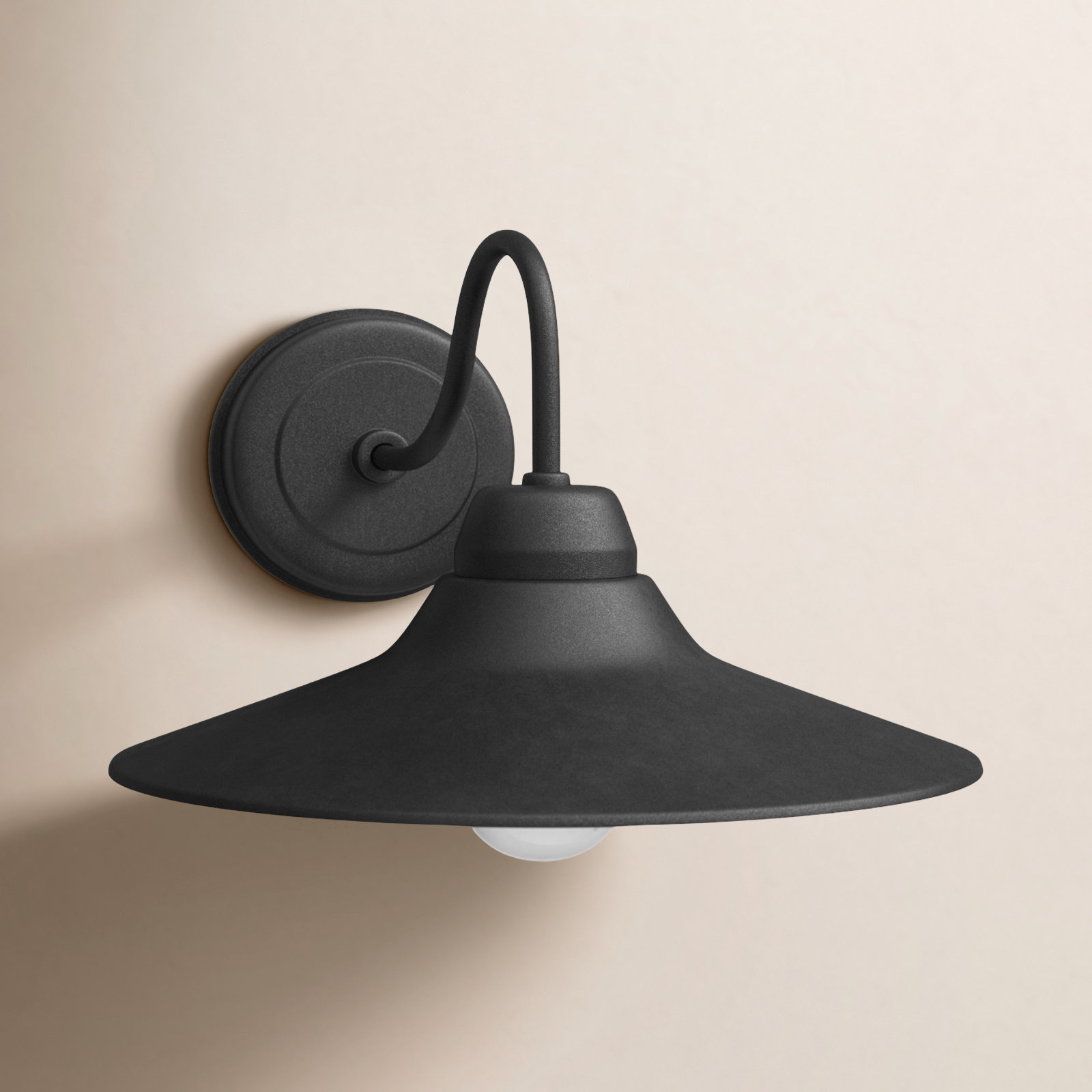 Bridgette Single Light Bell Outdoor Aluminum Wall Light, Black