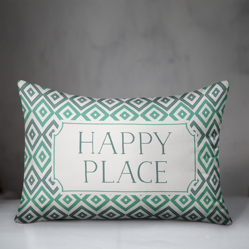 Housse de coussin rectangulaire et insert Happy Place, Bleu sarcelle