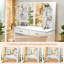 Bureau de coiffeuse avec miroir et lumières, coiffeuse de maquillage avec 2 tiroirs et 6 tablettes de rangement, 3 modes d'éclairage à luminosité réglable, coiffeuse avec prise de courant et tabouret rembourré, coiffeuse de maquillage