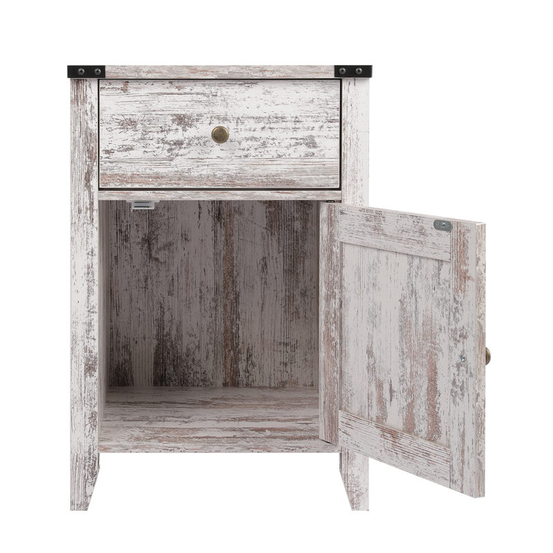 Kunkle Farmhouse Manufactured Wood Nightstand, White, Individual