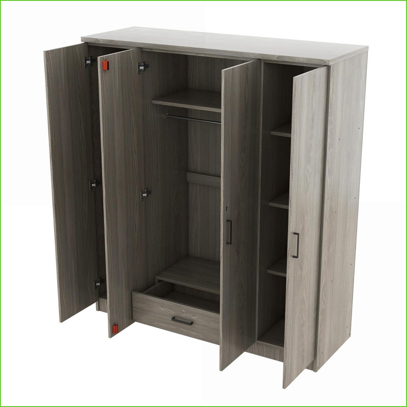 Commodes et amp; Armoire moderne à 4 portes avec 1 tiroir, blanc / gris | Gris | Panneau de fibres à densité moyenne