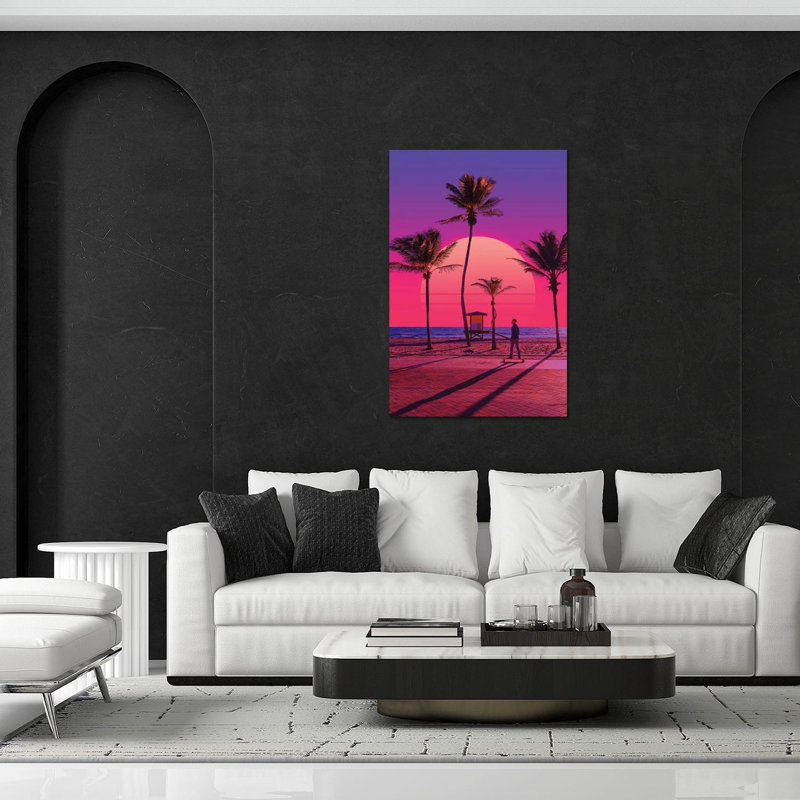 «Vaporwave Sunset VI» par Danner Orozco - impression non encadrée, H 32 po x l 24 po x P 0,25 po