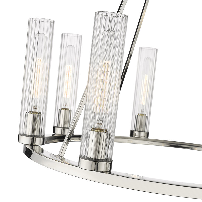 Lorryann 8 - Light Dimmable Wagon Wheel Chandelier, Polished Nickel