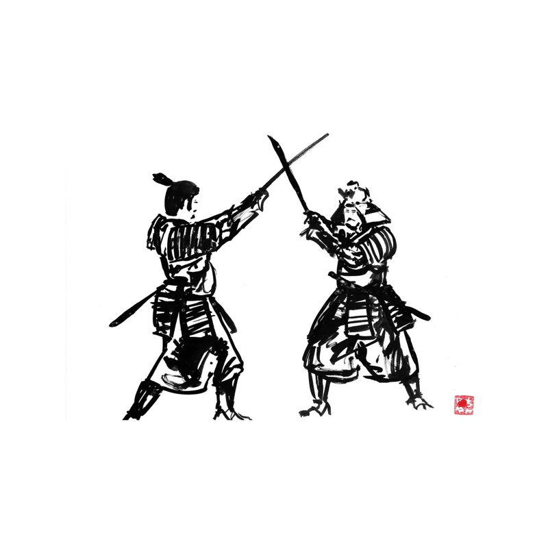 Touching Swords II by Péchane - Print on Canvas, Wrapped Canvas, 20.32 cm H x 30.48 cm W