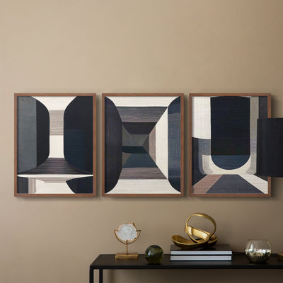 Abstract  Series  CCIV  -Set Of 3 Framed Giclee Prints -Ready to Hang