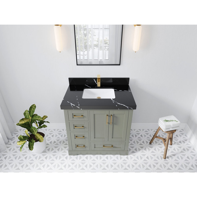 Boston 36 po X P 22 po De meuble-lavabo central D Quartz, Noir Calacatta
