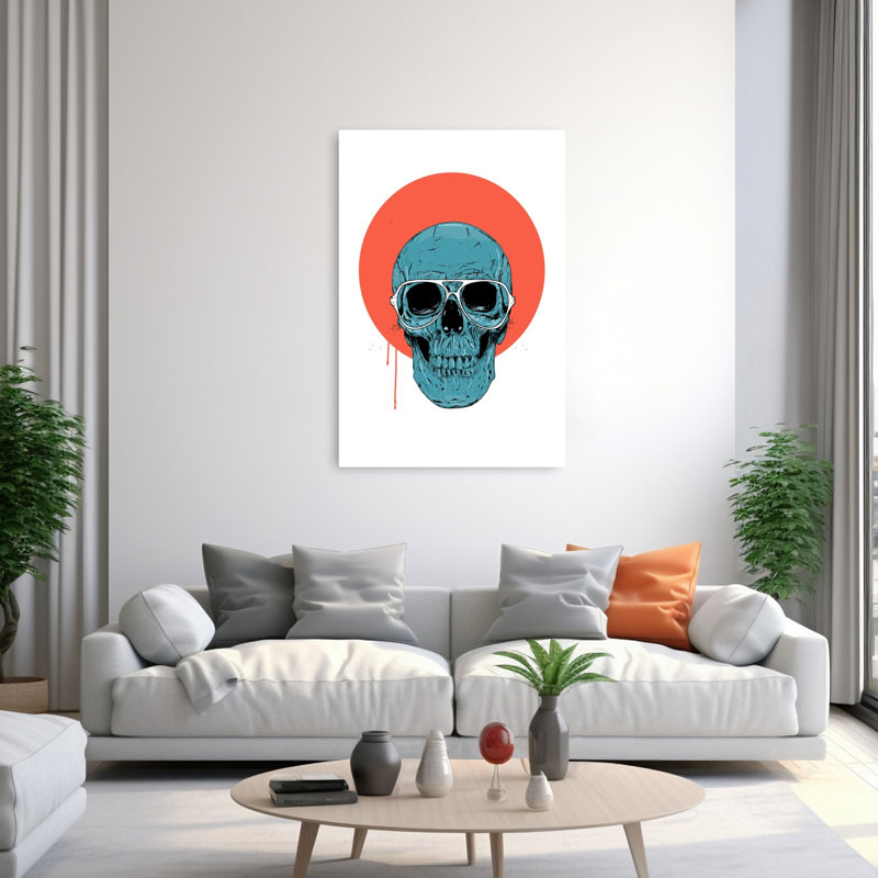 «Blue Skull Aviators Abstract Contemporary Landscape Nature», reproduction d'art murale, 60" H x 40" W
