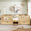Grand avec tablettes et tiroirs de rangement intégrés, conception d'escalier de sécurité et rails de sécurité de haute qualité, naturel clair-816821095-816821096