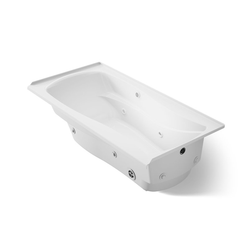 Mariposa 72" x 36" Alcove/Tile in Whirlpool Bathtub, White, Right, Yes
