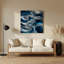 Abstrait paysage 38, art mural en métal bleu-94689383