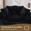 Canapé paresseux à compression noir, fauteuil à billes à haut dossier 55,1 po, canapé-lit confortable et durable pour le salon et le bureau-1502054039