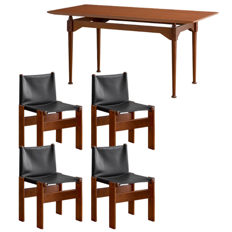 Retro Solid Boxwood Rectangular Dining Table, 29.84"H x 62.99"L x 31.49"W