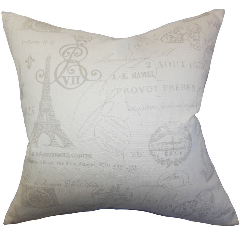Coussin typographique en coton, Gris