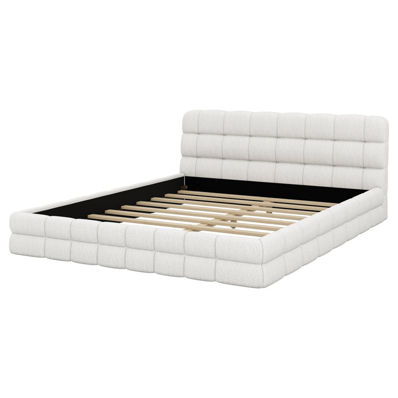 Lit plateforme tapissier, Blanc