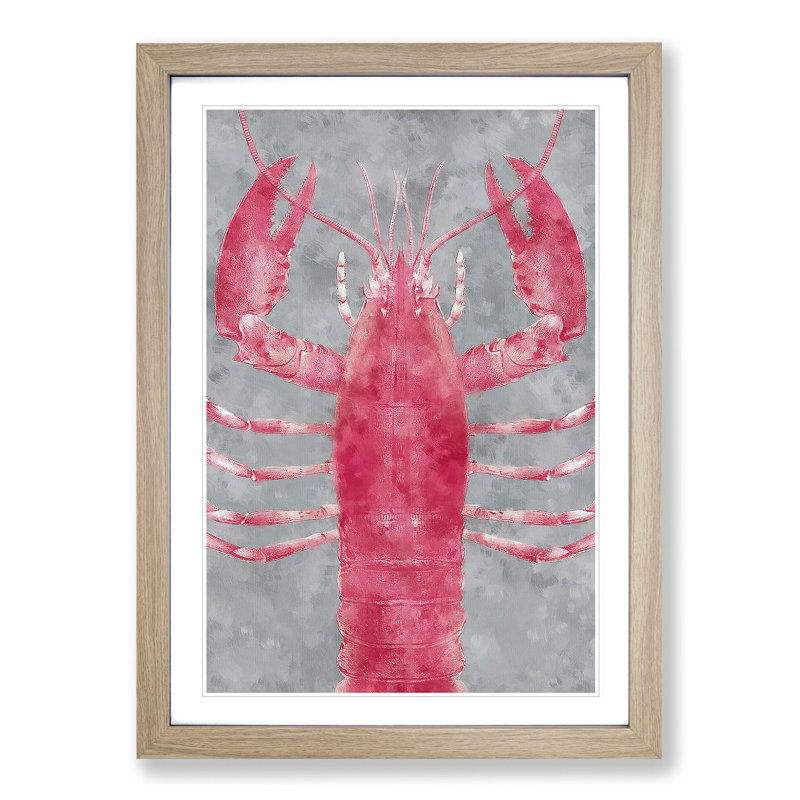 The Pink Lobster - Picture Frame Painting Print, 87cm H x 62cm W x 2cm D, Oak Framed