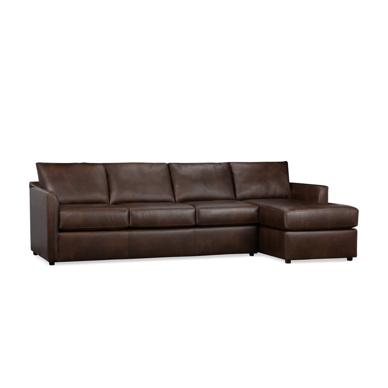 Cecelia 108.5'' W Top Grain Leather Sectional, Right Hand Facing, Steamboat Driftwood Pebbled Genuine Leather