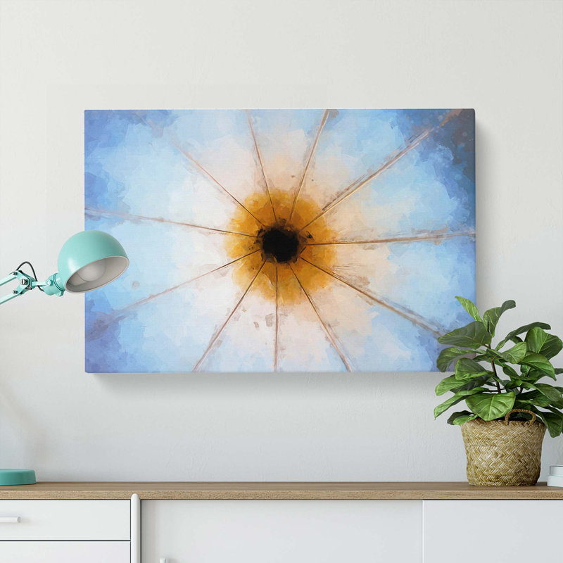 Down the Barrel in Blue and Yellow in Abstract - Wrapped Canvas, 50cm H x 76cm W x 3cm D