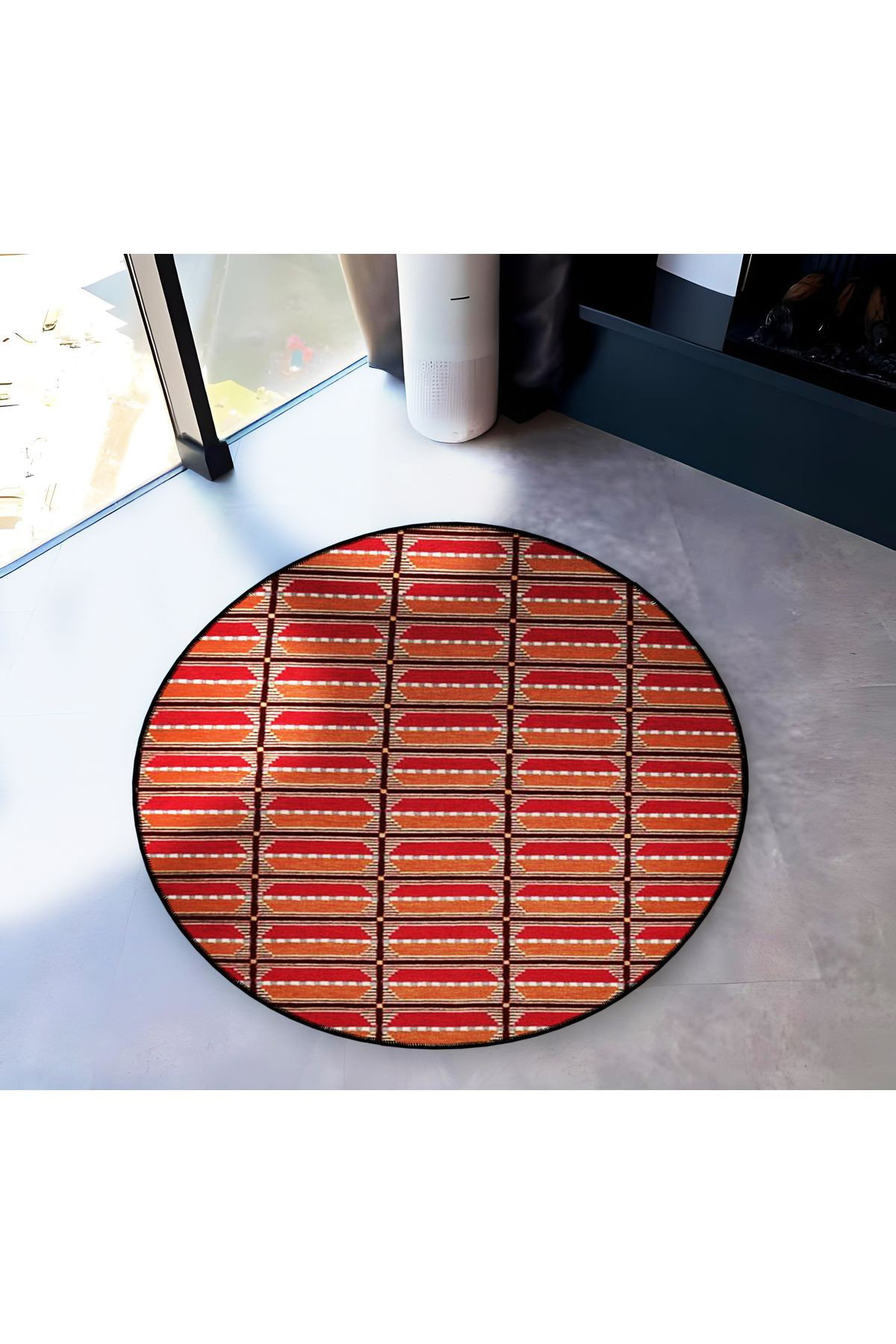 Machine Washable Round Rug Hokku Designs Round Shapes Woven Base Modern Decorative Machine ...