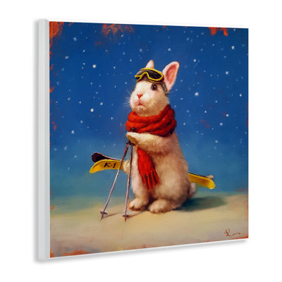 «First Snow Snow Bunny & Skis», plaque murale par Lucia Heffernan