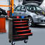 Armoire 7 outils avec 4 et plateau en acier inoxydable - Chariot pivotant noir et rouge pour une mobilité pratique en atelier
