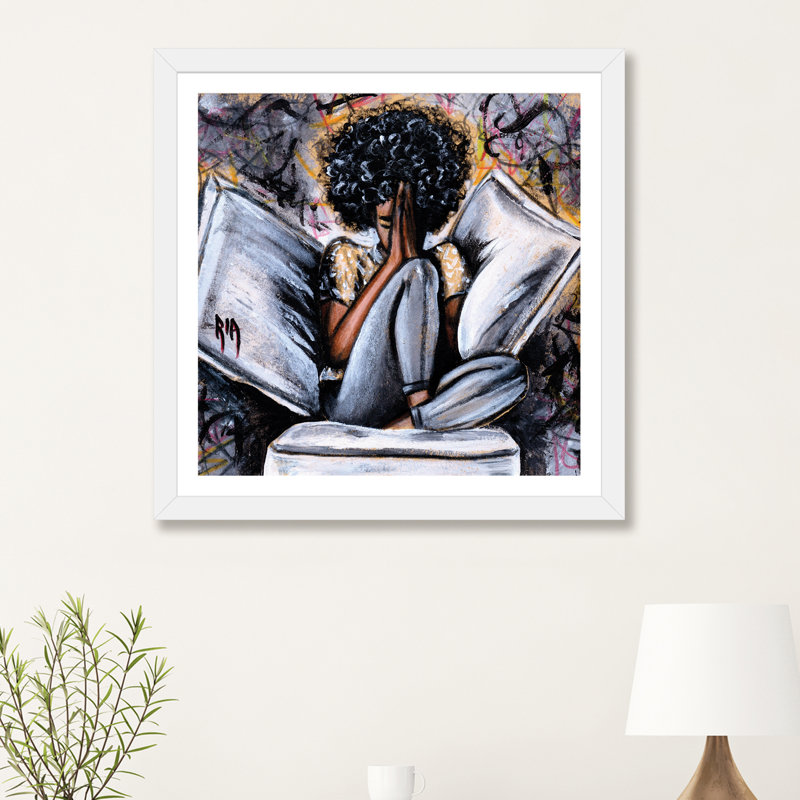 «All I Have ...» par l'artiste Ria - reproduction, Toile avec cadre en bois beige, H 24 po x l 24 po, Blanc