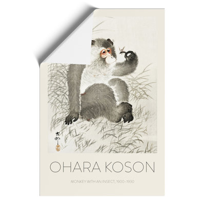 Monkey With An Insect by Ohara Koson - No Frame Print