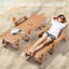 Chaise longue d'extérieur marron, réglable en 6 positions, résistante aux intempéries, grande capacité de charge, confortable.