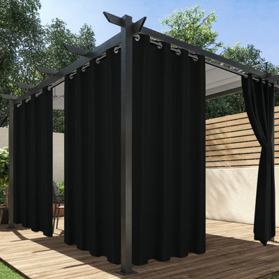 Outdoor Curtains For Patio Waterproof,Privacy Protection & Light Filtering Curtains Grommet Outside Curtains,(54 X 84 Inch/4 Panels/Black)