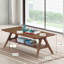 Table basse Mid-Century moderne en bois avec tablette